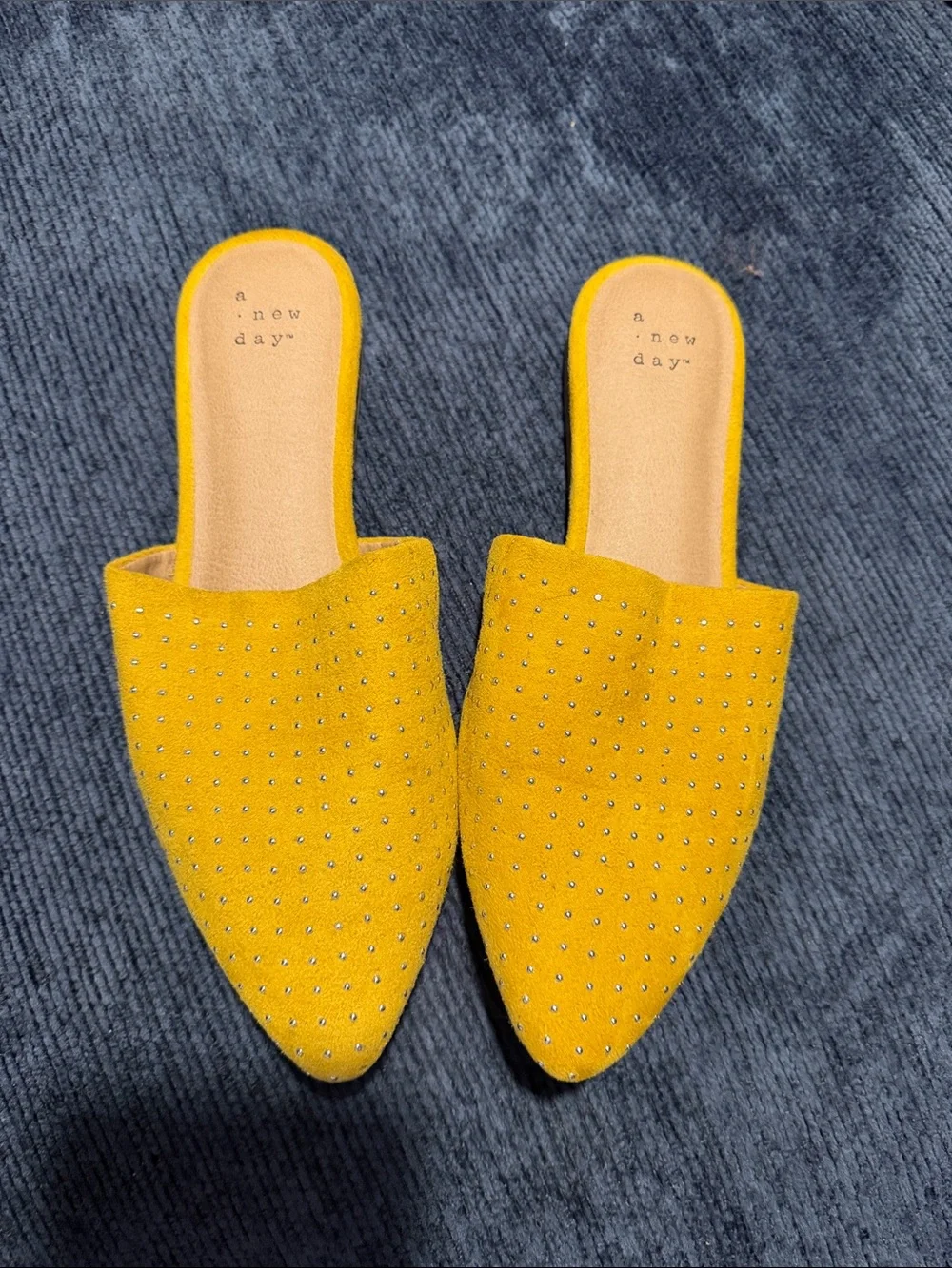 a new day Yellow Rhinestone Pointed-Toe Slide Mules - Picture 1 of 3